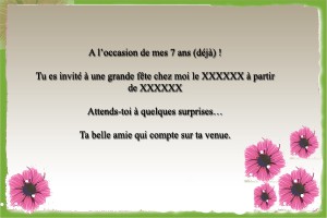 Carte invitation anniversaire fille