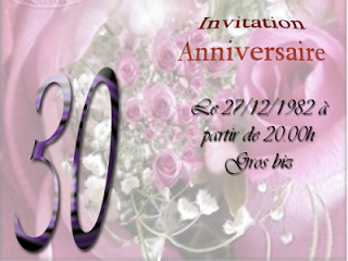 Invitation anniversaire 30 ans