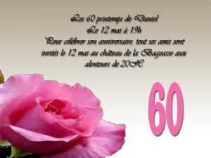 Carte invitation anniversaire 60 ans