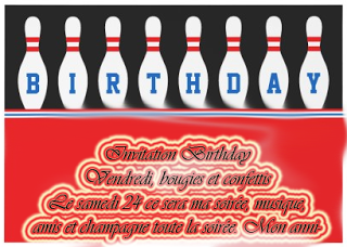 Carte d'anniversaire bowling a imprimer