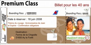 Invitation anniversaire billet d'avion