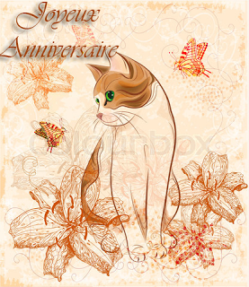 Carte d'anniversaire chat