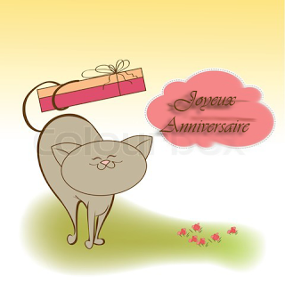 Carte d'anniversaire chat