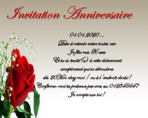 Carte invitation anniversaire adulte