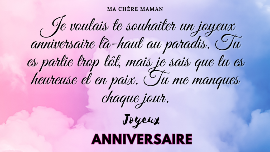 image d'une carte : joyeux anniversaire maman au ciel