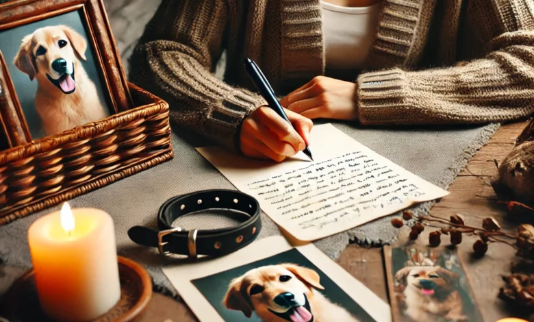 photo qui illustre bien l'émotion et l'attachement que l'on ressent envers un animal de compagnie en rédigeant une lettre d'hommage