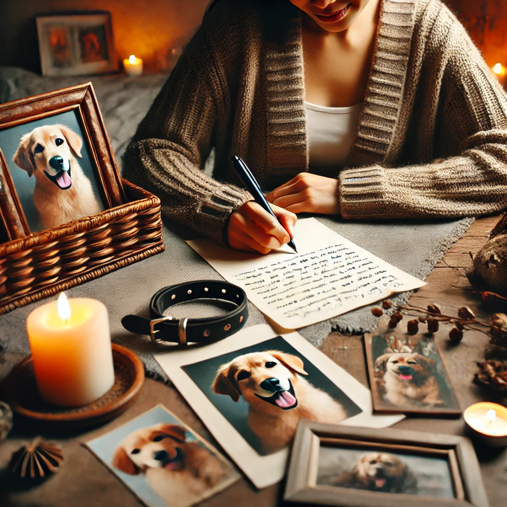 photo qui illustre bien l'émotion et l'attachement que l'on ressent envers un animal de compagnie en rédigeant une lettre d'hommage